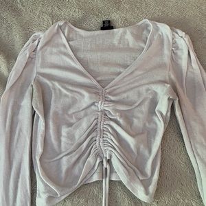 white ruched shirt